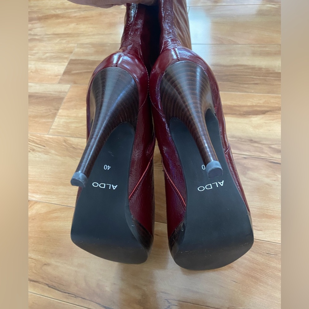 Aldo Women's Burgundy Heeled Boots - Picture 6 of 8